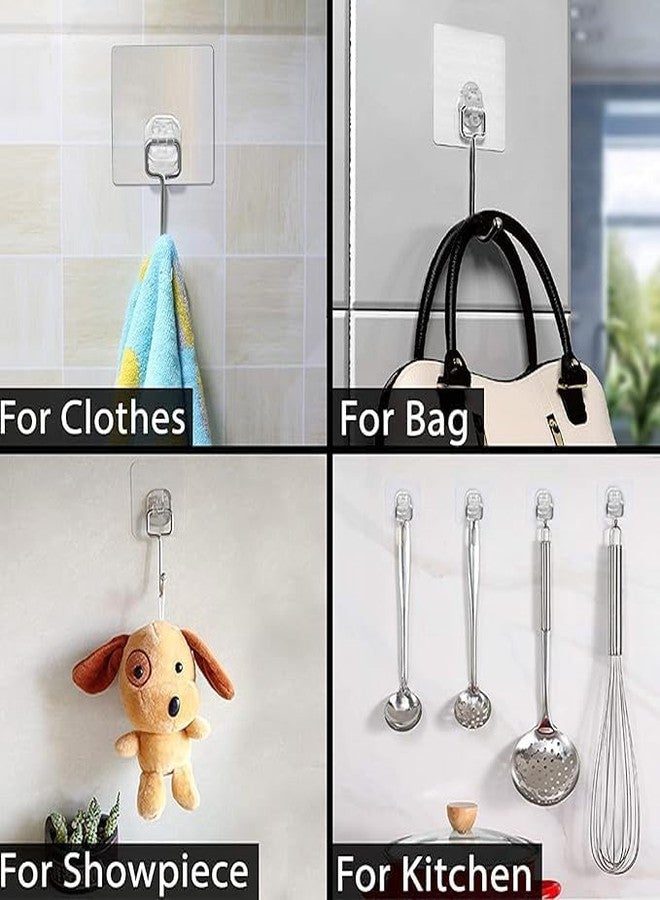 TEZURTH Self Adhesive Wall Hooks, PVC Waterproof Big Adhesive Heavy Duty Sticky Stainless Steel Hooks | Hanging Capacity 10KG Max (8 x 8 Single Hook - Pack of 2) - BZ0231 - Image 4