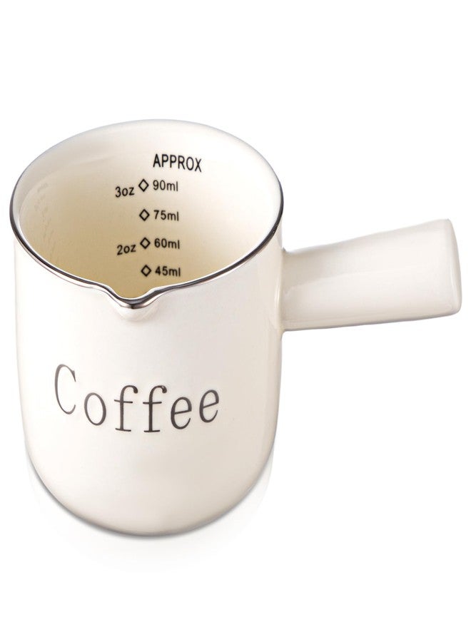 Maxdot 1 Pack Espresso Shot Cups,Ceramic Expresso Measuring Cup with Handle and V-shaped Mouth,3oz / 90ml,Easy to Wash and See the Volume,White,for Coffee Making Frothing Accessories - Image 1