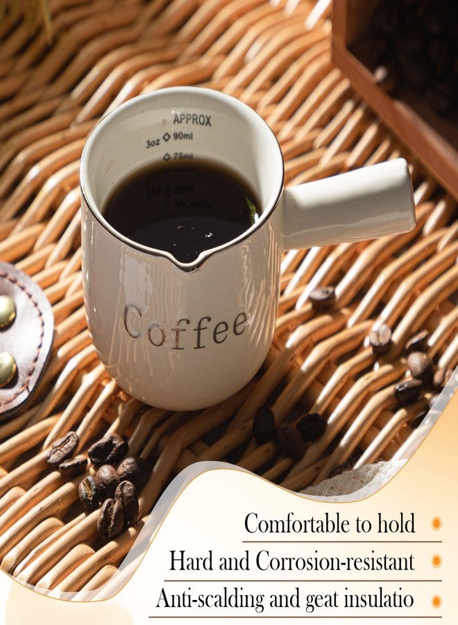 Maxdot 1 Pack Espresso Shot Cups,Ceramic Expresso Measuring Cup with Handle and V-shaped Mouth,3oz / 90ml,Easy to Wash and See the Volume,White,for Coffee Making Frothing Accessories - Image 5