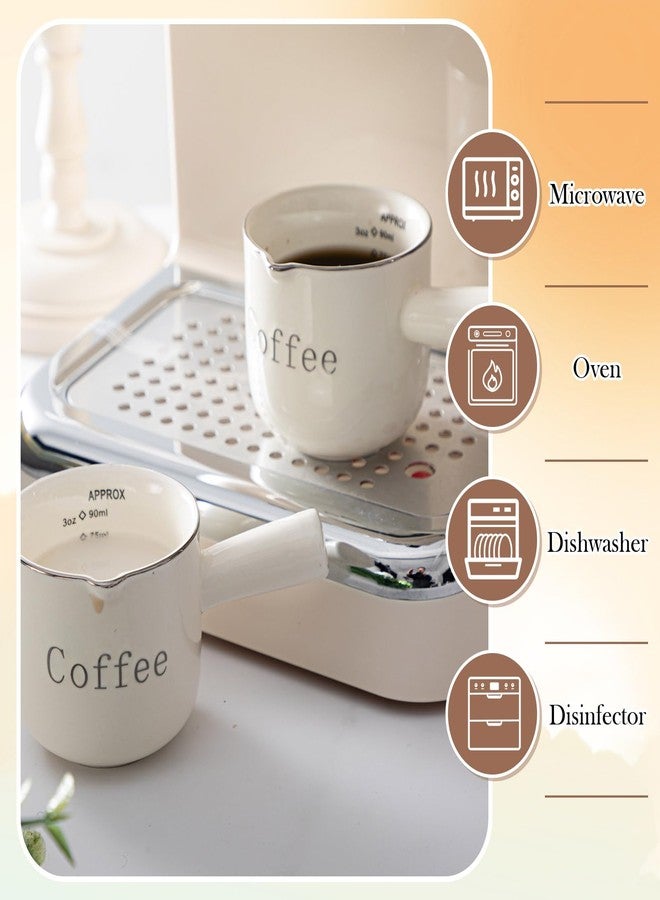 Maxdot 1 Pack Espresso Shot Cups,Ceramic Expresso Measuring Cup with Handle and V-shaped Mouth,3oz / 90ml,Easy to Wash and See the Volume,White,for Coffee Making Frothing Accessories - Image 4