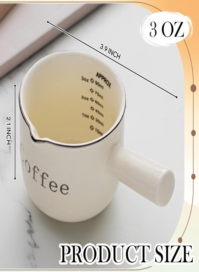 Maxdot 1 Pack Espresso Shot Cups,Ceramic Expresso Measuring Cup with Handle and V-shaped Mouth,3oz / 90ml,Easy to Wash and See the Volume,White,for Coffee Making Frothing Accessories - Image 2