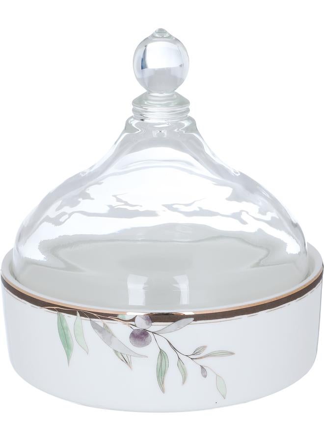 Alsaif Taghreed Porcelain Date With Transparent Cover Branch Pattern White  - Image 1