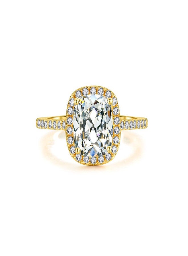 BeFab 2.25 Ct Cushion Cut Anniversary Ring Cubic Zirconia Accented Halo Engagement Ring (Gold, 6) - Image 1