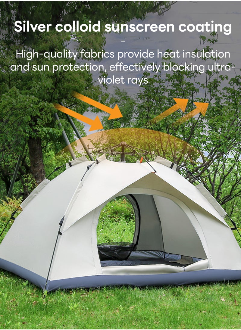 3-4 People Single-Layer Two-Door Outdoor Camping Tent Fully Automatic Quick-Opening Tent 200 * 200 * 135CM
