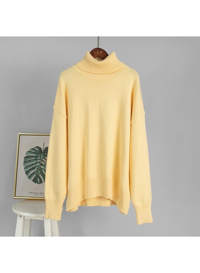 NIBEMINENT Autumn and Winter  Thick Sweater Women High Neck Pullover Sweater Warm Loose Knitted Base Sweater - Image 1