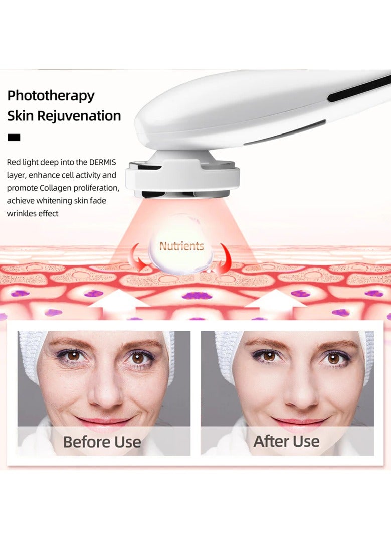 5 In 1 EMS Facial Beauty Tool, LED Photon Rejuvenation Hot Compress Face Massager, Face Lifting Anti Aging Cleanser, Anti Wrinkles Face Cleansing Device, (1pc, Pink) - Image 3