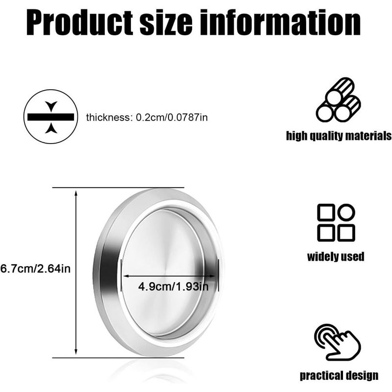 2Pcs Set 68mm Round 304 Stainless Steel Concealed Pull Handle For Sliding Wardrobe Door - Image 2