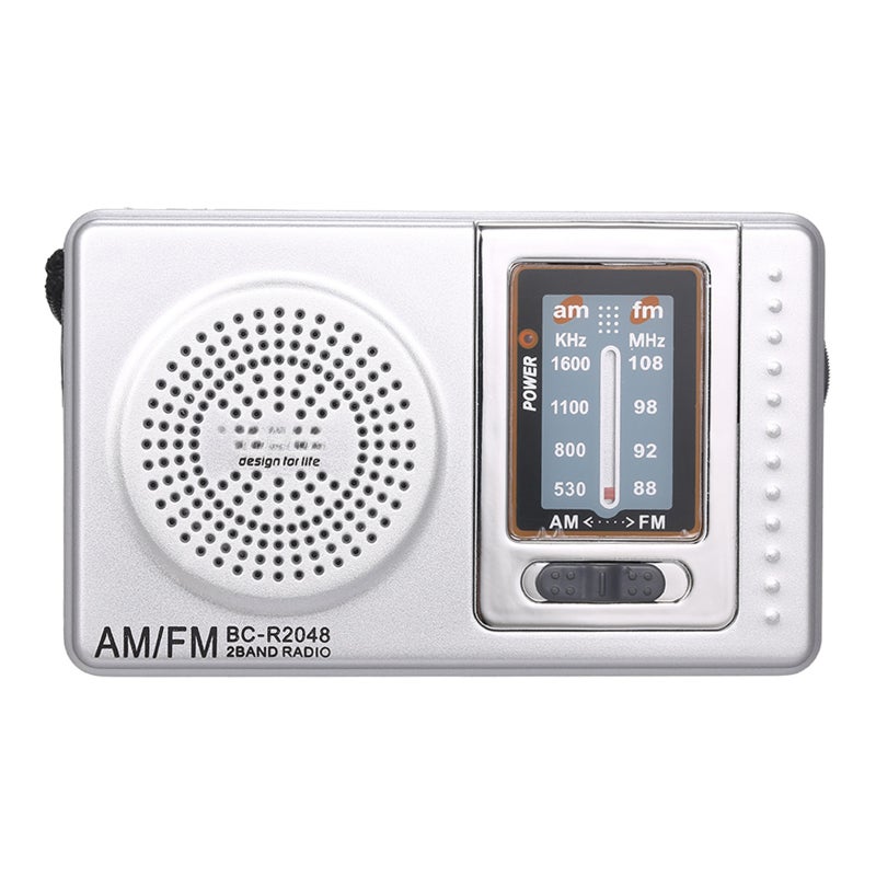 INDIN BC-R2048 Mini AM FM Radio 2 Band Radio Receiver Portable Pocket Radio Built-in Speaker w/ Headphone Jack Telescopic Antenna - Image 5