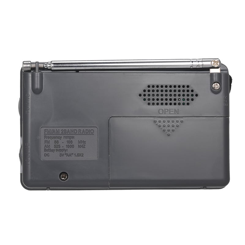 INDIN BC-R2048 Mini AM FM Radio 2 Band Radio Receiver Portable Pocket Radio Built-in Speaker w/ Headphone Jack Telescopic Antenna - Image 3
