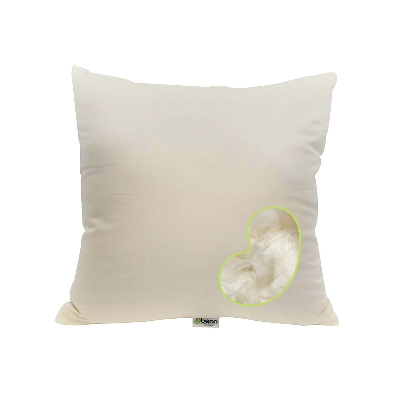 Bean Products Kapok Pillow  18 x 18 Euro Size Organic Cotton Vegan Premium Quality  Made in USA Neck Bed Body Floor Cushion Insert Couch Throw Bolster  Organic Eco Friendly Fabric and Fill