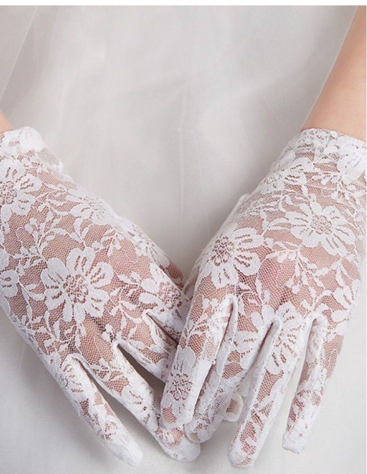 White Lace Gloves for Women, Elegant Wedding & Formal Occasion Accessory
