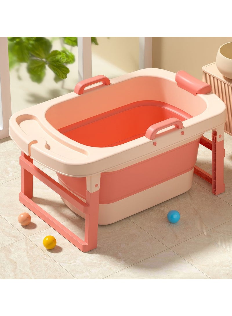 رينوفو حوض استحمام متنقل للأطفال مقاس 90×55×42.5 سم قابل للطي وقابل للطي لون وردي - Image 2