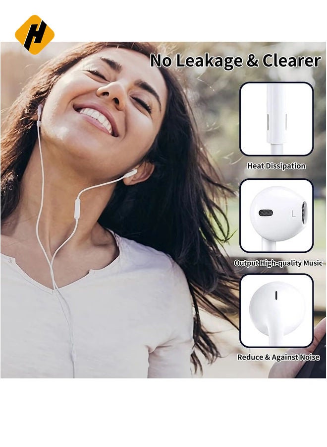 HuHa Wired Headphones Earbuds, Ear Buds with Built-in Mic and Headphone Jack Cable Corded Ear Phones Compatible with iPhone 14/13/12 Pro/Se/11 Pro/X/8 Plus/7 Plus, 2 Packs(Apple MFi Certified)  - Image 5