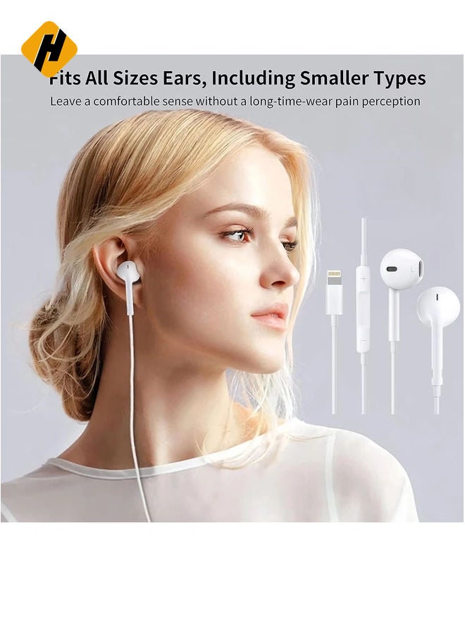 HuHa Wired Headphones Earbuds, Ear Buds with Built-in Mic and Headphone Jack Cable Corded Ear Phones Compatible with iPhone 14/13/12 Pro/Se/11 Pro/X/8 Plus/7 Plus, 2 Packs(Apple MFi Certified)  - Image 3