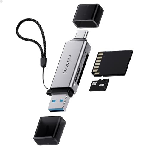 PULWTOP SD Card Reader, High-Speed USB C to Micro SD Card Adapter USB 3.0 Dual Slots, Memory Card Reader for SD/Micro SD/SDHC/SDXC/MMC, Compatible with MacBook Pro/Air, Chromebook, Android - Image 1