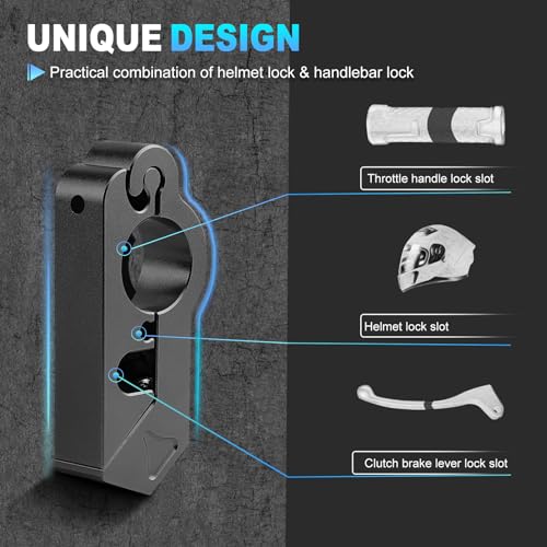 SKYJDM Motorcycle Lock Combo - Helmet and Brake Anti-Theft Grip for All Motorcycle, Bike, ATV, Scooter With Handlebar Diameters Within 1.3-1.5 Inches (Black) - Image 3