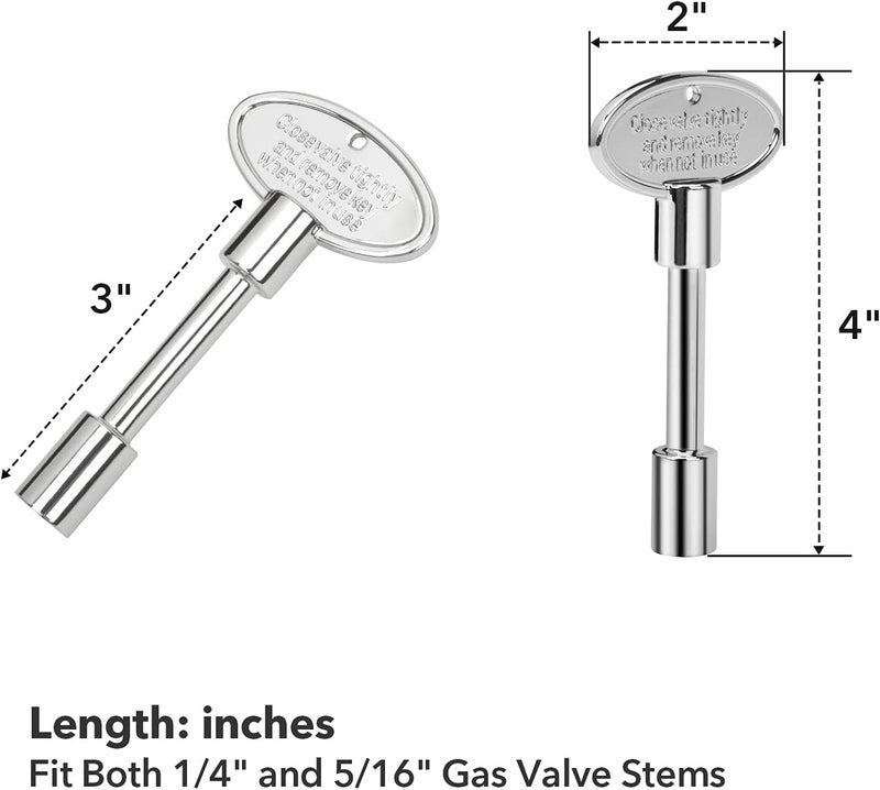 Skyflame Universal Gas Valve Key Fits 1/4" and 5/16" Gas Valve Stems, for Fire Pit and Fireplace, Polished Chrome - 3 Inches - Image 2
