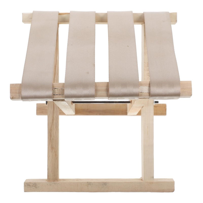 Lurrose Lightweight Solid Wood Travel Stool with Carry Handle 28cm Folding Camping Chair - Image 2
