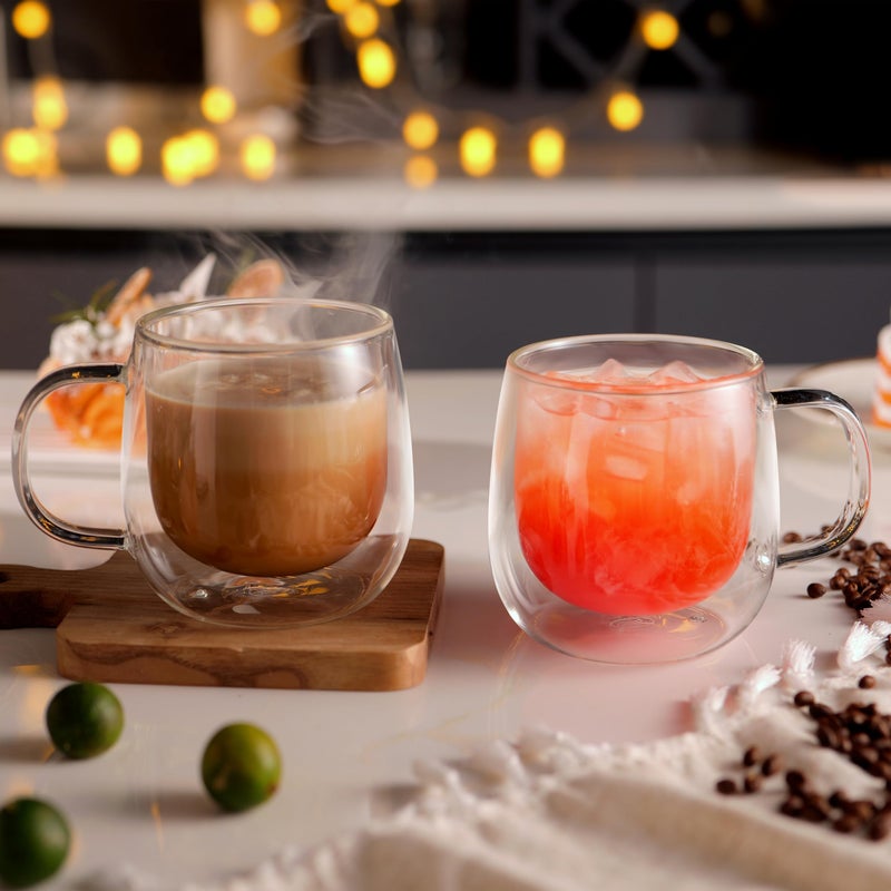 CNGLASS 16oz Double Walled Glass Coffee Mugs(4-pack),Large Clear Coffee Cups with Handle,Glass Espresso Mugs for Latte,Cappuccino,Tea - Image 4