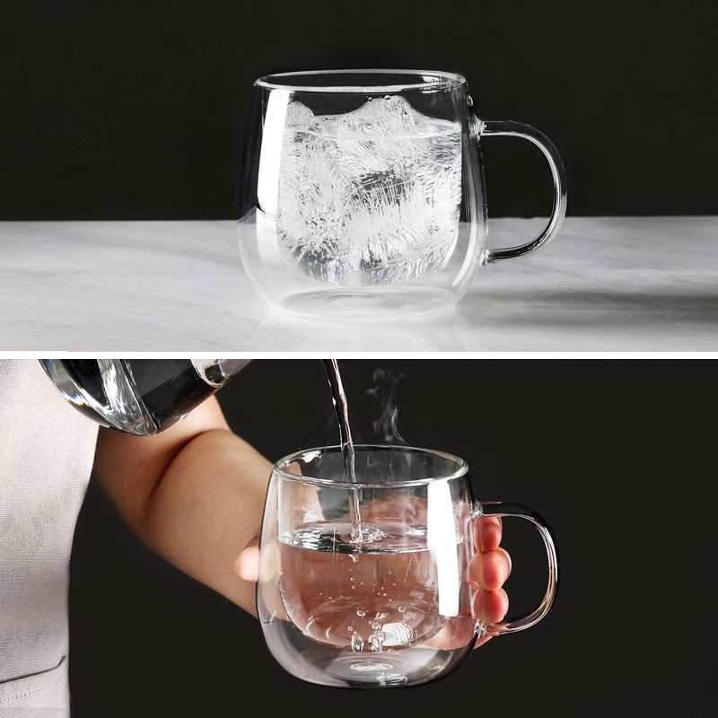 CNGLASS 16oz Double Walled Glass Coffee Mugs(4-pack),Large Clear Coffee Cups with Handle,Glass Espresso Mugs for Latte,Cappuccino,Tea - Image 5