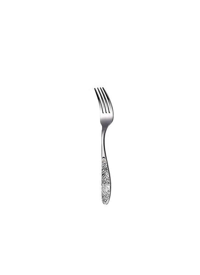 vesus Kitchen Cutlery Stainless Steel Knife Fork And Spoon Embossed Silverware Fork And Knife Set Silver Cutlery Set Of 5 Pieces Set (Silver)  - Image 3
