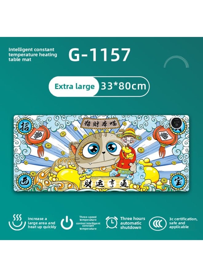 Cartoon Heating Table Mat Office Mouse Pad Quick Heating Digital Display Table Mat Winter Heating Pad Hand Warmer-Color:330*800 Heating Pad-Pattern:G-1157 - Image 1