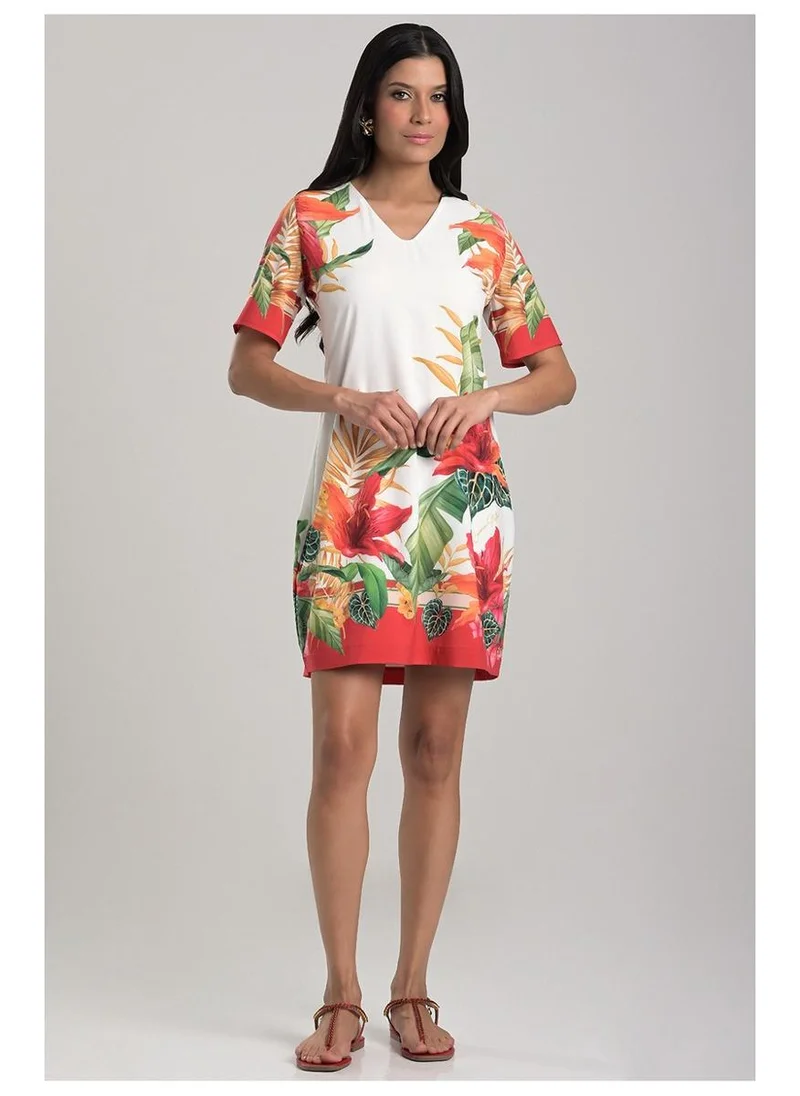 T-Shirt Dress with Printed Tie