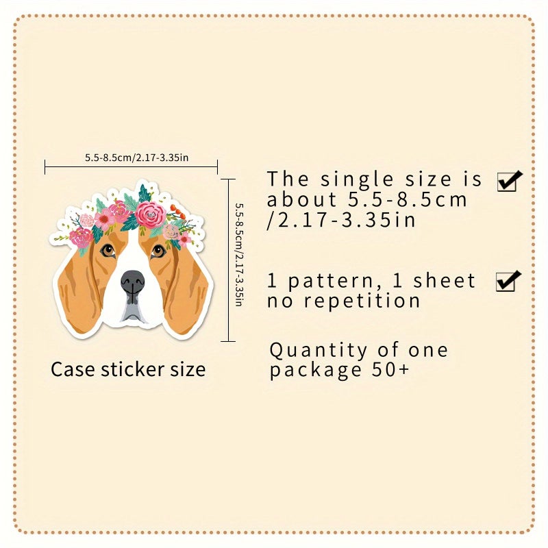 50 Sheets Beagle Cute Dog Graffiti Creative Skateboard Tablet Stickers for Car Mobile Phone Case Decoration - Image 2