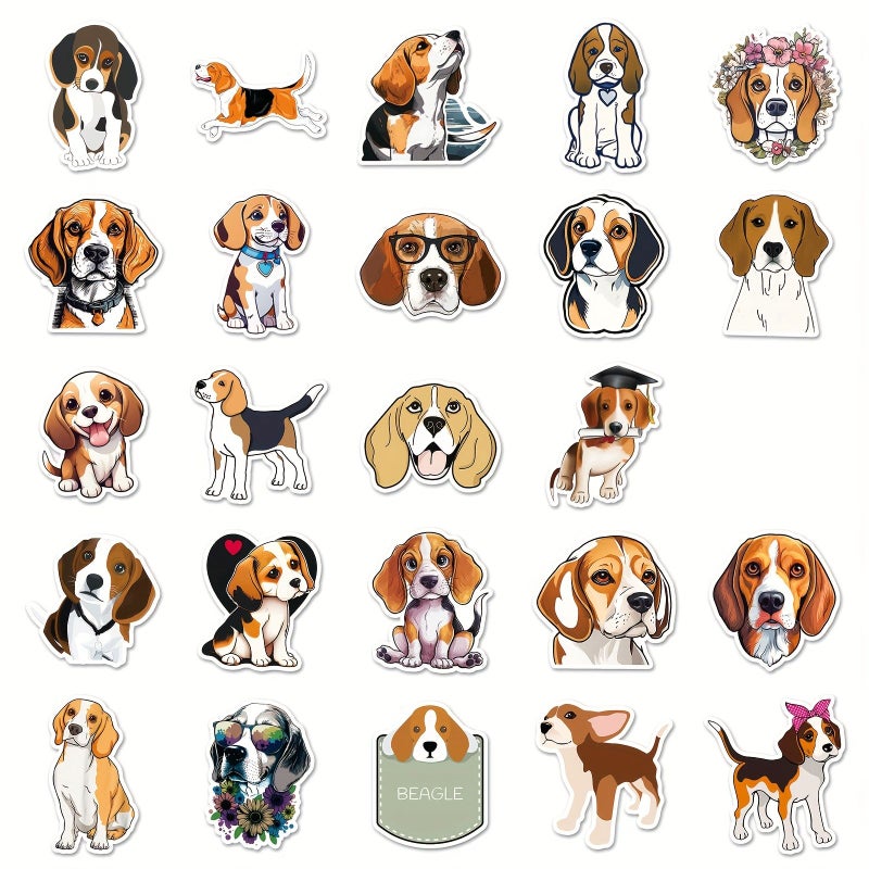 50 Sheets Beagle Cute Dog Graffiti Creative Skateboard Tablet Stickers for Car Mobile Phone Case Decoration - Image 4