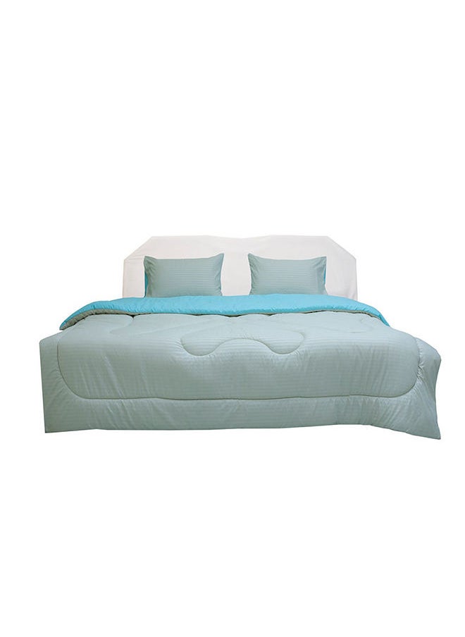 DANUBE HOME Urbane Reversible 4-Piece King Comforter Set All Season Ultra Soft Fluffy Lightweight Microfiber Bedding Set Light Blue 230x260 cm  - Image 2