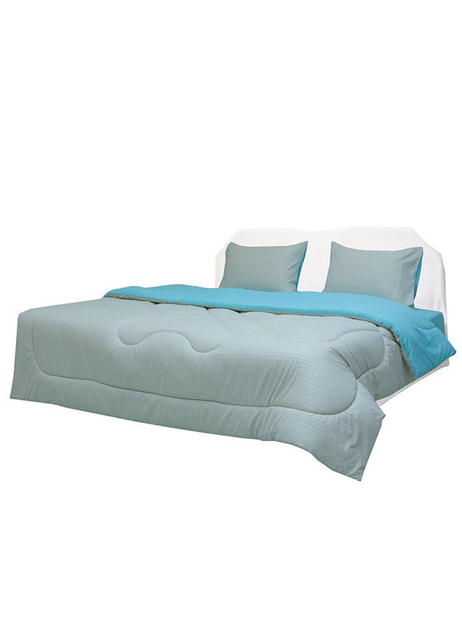 DANUBE HOME Urbane Reversible 4-Piece King Comforter Set All Season Ultra Soft Fluffy Lightweight Microfiber Bedding Set Light Blue 230x260 cm  - Image 5
