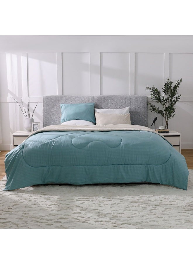 DANUBE HOME طقم لحاف كينج مكون من 4 قطع من Urbane ذو وجهين مناسب لجميع المواسم، طقم سرير من الألياف الدقيقة فائق النعومة وخفيف الوزن، أزرق فاتح 230 × 260 سم - Image 5