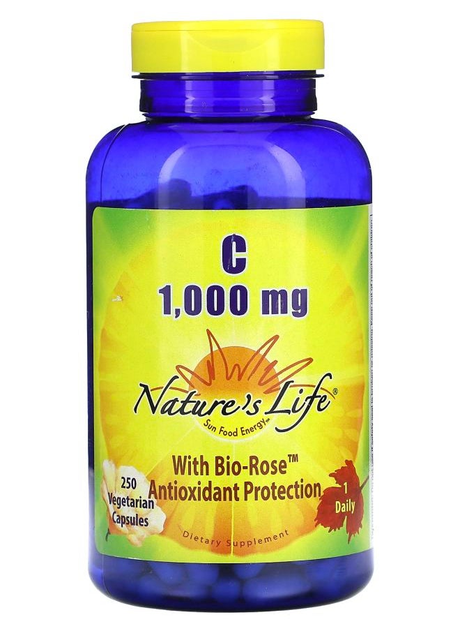 Nature's Life Vitamin C With BioRose 1000 mg 250 Vegetarian Capsules 
