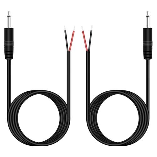 Fancasee 3.5mm 1/8" to Speaker Wire, 2-Pack 6FT TS Mono 3.5mm Male Jack to Bare Wire Pigtail Connector Adapter Repair Audio Cable for Speaker, Trigger Cable - Image 1