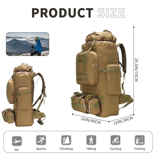 King'sGuard 100L Camping Hiking Backpack Molle Rucksack Military Camping Backpacking Daypack - Image 2
