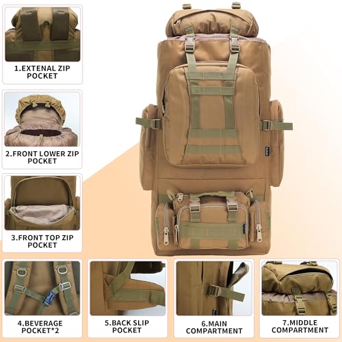 King'sGuard 100L Camping Hiking Backpack Molle Rucksack Military Camping Backpacking Daypack - Image 3
