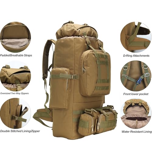 King'sGuard 100L Camping Hiking Backpack Molle Rucksack Military Camping Backpacking Daypack - Image 4