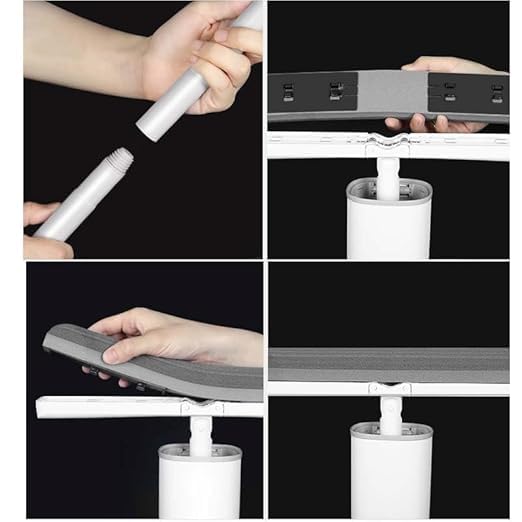 BOTIST Plastic Adjustable Self Squeezing Mop Easily Floor Cleaning Automatic SelfWringing Wet Dry Squeeze Roller Mop Long Handle Bucket Less Mop Sponge Cleaner Pack of 1 - Image 2