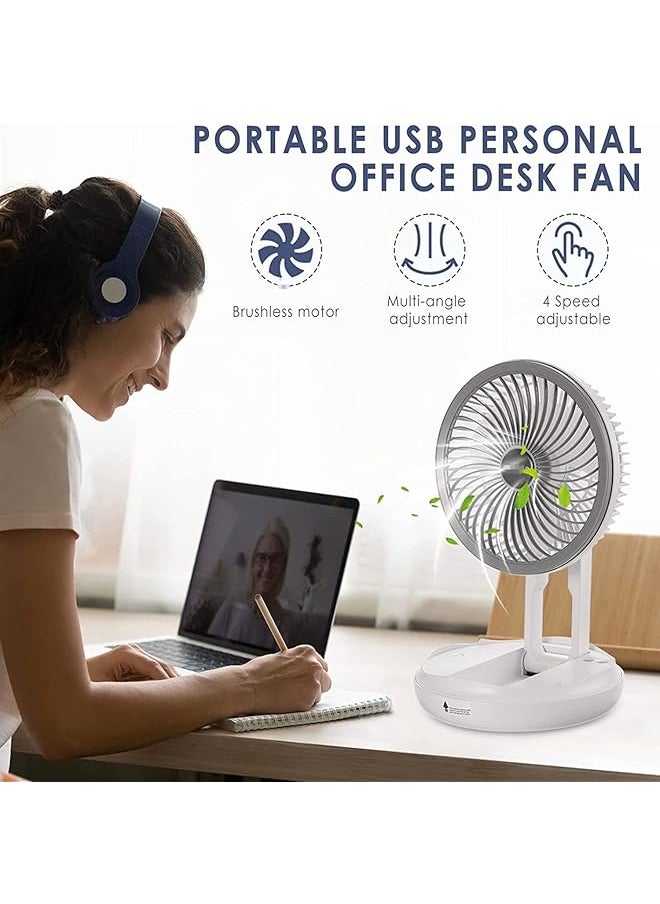 DMG TECH Portable Fan For Travel Usb Rechargeable Small Fan With 4000Mah Battery 4 Wind Speeds Air Circulator And Foldable Silent Personal Fan For Bedroom Bedside Desktop Camp Tent  - Image 2