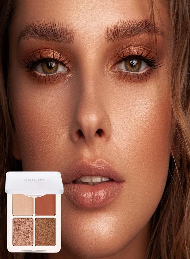 Jutqut 4 Colors Matte & Metallic Shimmer Eyeshadow Palette, Nude Champagne Gold Shimmer Eye Shadow, Velvety Matte Finish, Smooth Pigmented Blendable Creamy Texture, Long-Lasting C# - Image 2