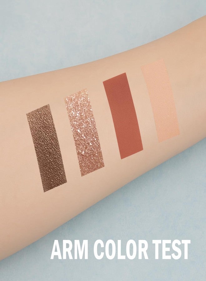 Jutqut 4 Colors Matte & Metallic Shimmer Eyeshadow Palette, Nude Champagne Gold Shimmer Eye Shadow, Velvety Matte Finish, Smooth Pigmented Blendable Creamy Texture, Long-Lasting C# - Image 5