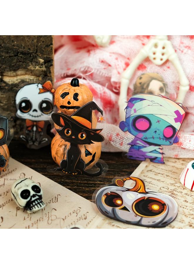 Bluejw Cartoon Little Ghost Black Cat Witch All Saints 50 PET Stickers Holiday Party Graffiti Stickers - Image 3