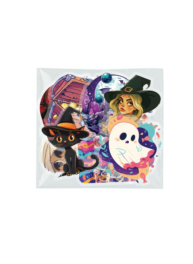 Bluejw Cartoon Little Ghost Black Cat Witch All Saints 50 PET Stickers Holiday Party Graffiti Stickers - Image 1