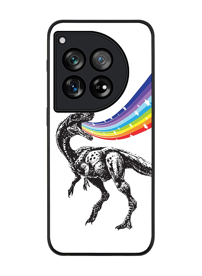 Stylizedd Rugged Black edge case for OnePlus 12R / OnePlus Ace 3 5G, Slim fit Soft Case Flexible Rubber Edges Anti Drop TPU Gel Thin Cover -  Rainbow Dino - Image 1
