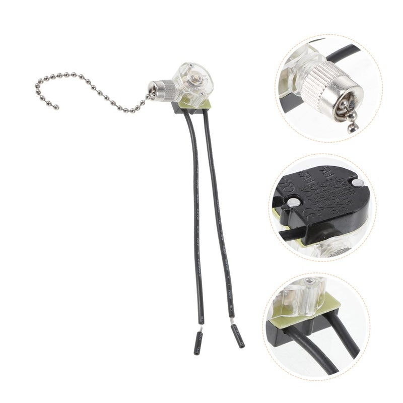 Ceiling Fan Pull Chain Switch 2 Pack 2 Wire 10cm Cord Compatible Ceiling Fan Light Fixtures - Image 3