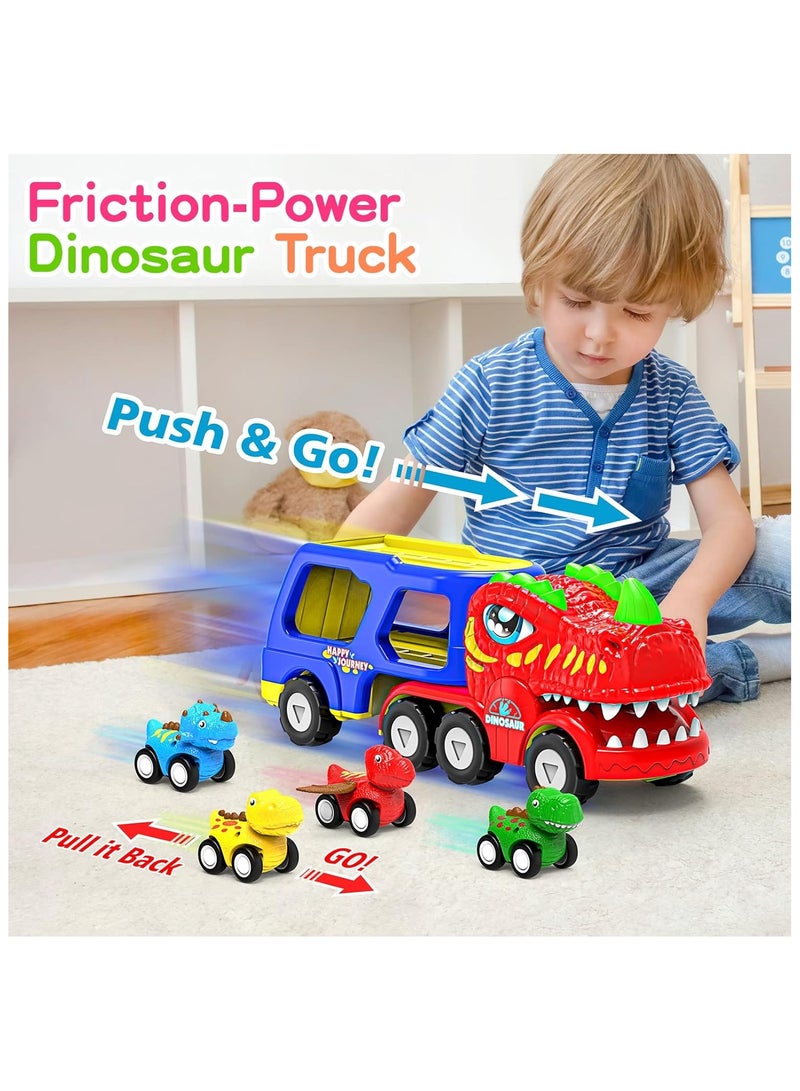 ألعاب للأولاد من عمر 1 إلى 4 سنوات، 5 في 1 للأعمار من 2 إلى 4 مع 4 ألعاب ديناصور للأطفال من 3 إلى 5 سنوات، ألعاب للأطفال من 1 إلى 5 سنوات تعمل بالطاقة الاحتكاكية مع إضاءة وصوت وهدية رائعة للأولاد. - Image 4