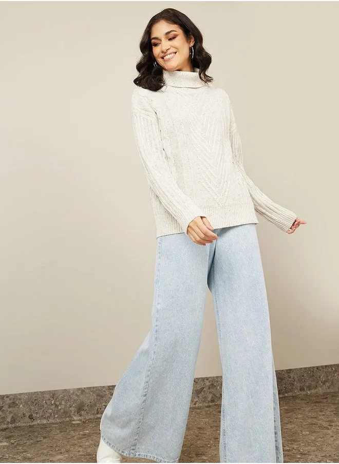 ستايلي Regular Fit Turtle Neck Cable Knit Sweater