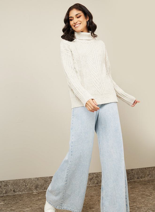 Styli Regular Fit Turtle Neck Cable Knit Sweater  - Image 1