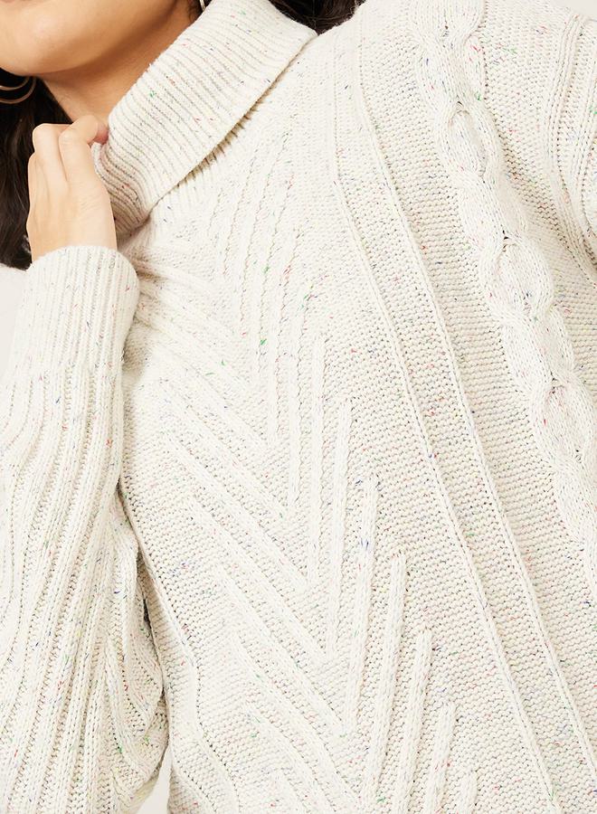 Styli Regular Fit Turtle Neck Cable Knit Sweater  - Image 3