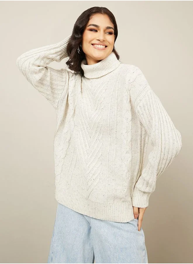 ستايلي Regular Fit Turtle Neck Cable Knit Sweater
